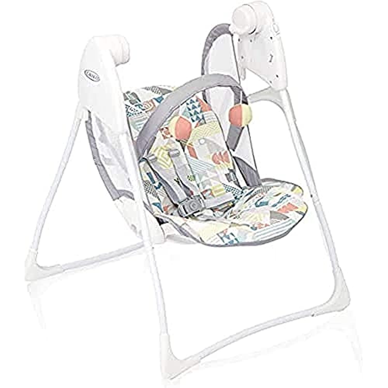 Delight elektrische Babyschaukel, ab Geburt bis 9 kg (ca. 9 Monate),  Babywippe elektrisch mit Liegefunktion, Spielbogen, leicht, klappbar,  elektrische Schaukel mit Batterie, Patchwork