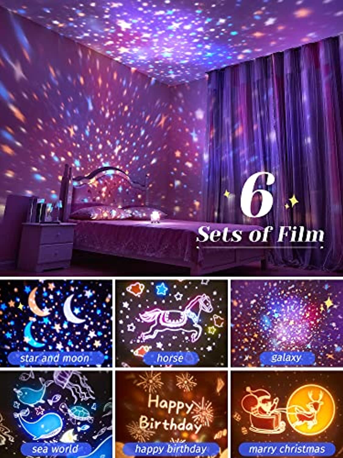XERSEK LED Nachtlicht LED Sternenhimmel Projektor mit musik,Galaxy Projector  Kinder, Farbwechsler, LED Projector