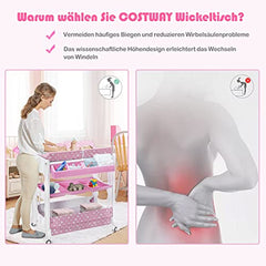 COSTWAY 2 in 1 Wickeltisch und Badewanne, Wickelkommode mit Wickelauflage und Wasserablaufschlauch COSTWAY Wickelmöbel Einfach Baby