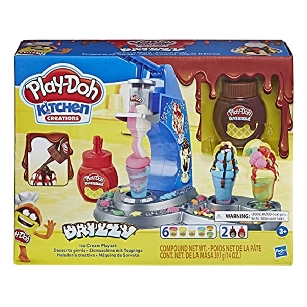 Play-Doh E6688 Drizzy Eismaschine mit Toppings, inklusive Drizzle Knete und 6 Farben Play-Doh Malen & Kneten Einfach Baby