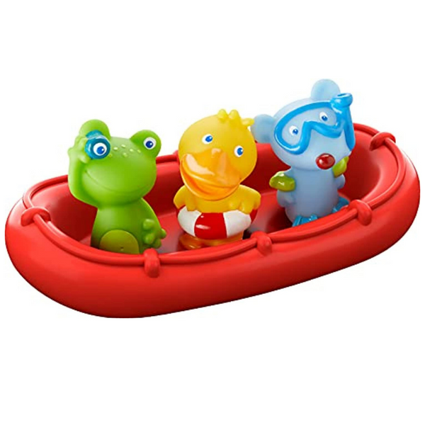 Wasserspielzeug - Badeboot Tiermatrosen ahoi! | Badespiezeug mit Boot, Frosch, Ente und Maus | Set drei Fingerpuppen zum Aufstecken - Einfach Baby