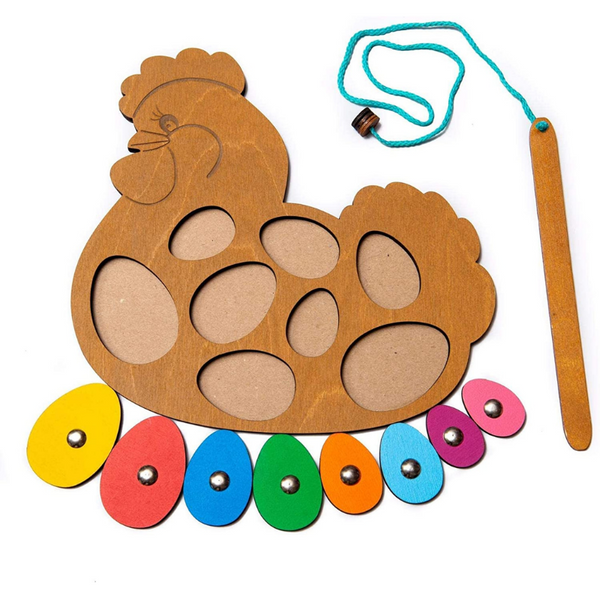 Holzspielzeug - KIRO Toys Steckpuzzle Holz ab 1 Jahr - Premium Qualitäts Holzspielzeug Holzpuzzle - Angelspiel Motorik-Spielzeug - Lernspielzeug für Kinder ab 1 Jahr - Einfach Baby
