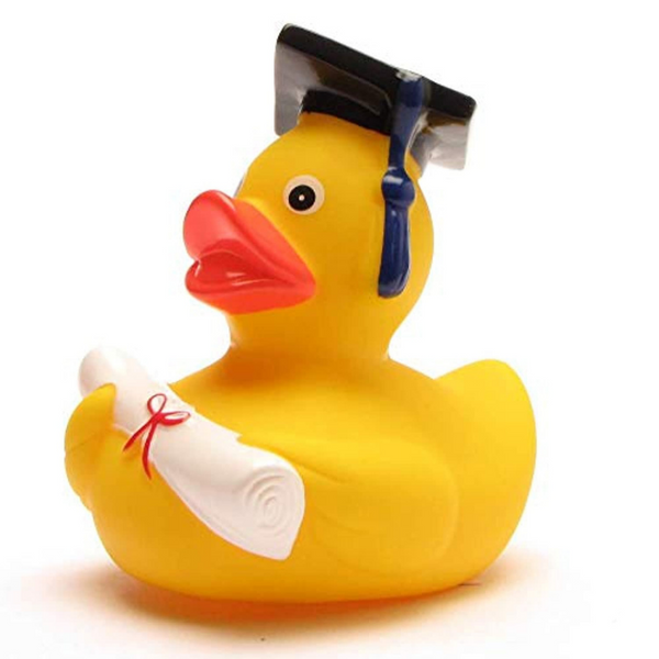 Wasserspielzeug - lustige Akademiker Badeente mit Diplom - Quietscheentchen mit Doktorhut - Einfach Baby